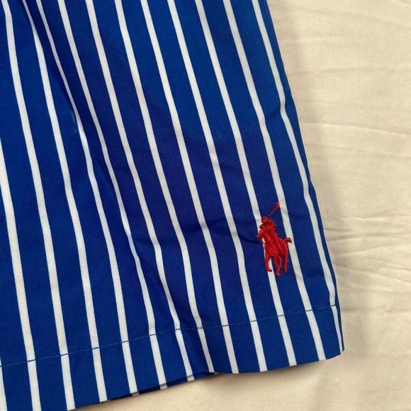 Polo Ralph Lauren Men's Swim Shorts Striped Blue White Lined Pockets NWT Size L - Picture 3 of 5